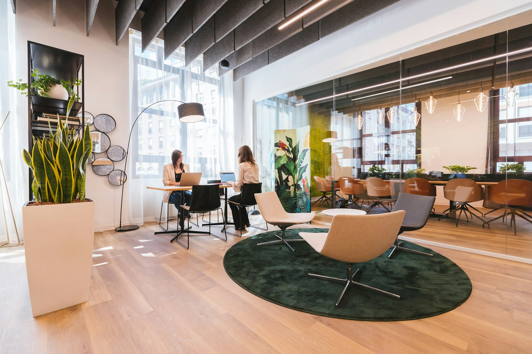 Moderne, luxe kantoortuin vastgelegd in een virtuele 360° tour